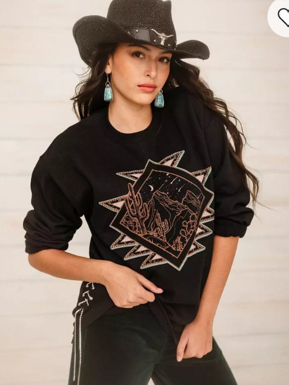 Sterling and Stitch Western Rodeo Sweater Rhinestone Large